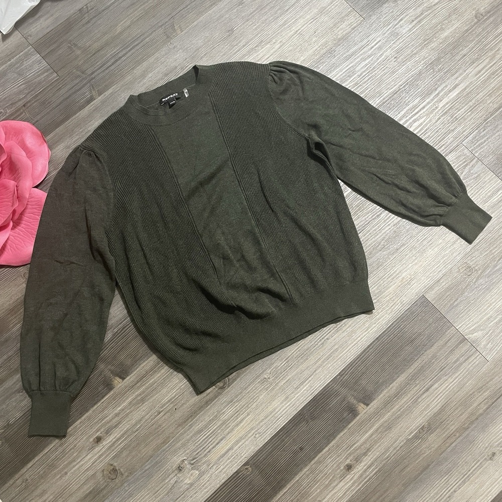 REPEAT Womens Sz XL Dark Green Cotton Blend Crewneck Sweater Capsule Basic